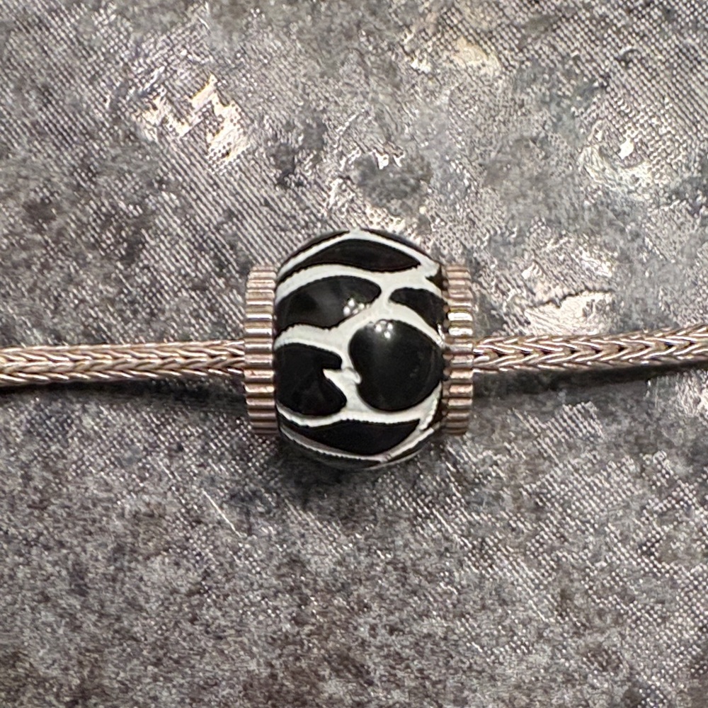 Elegant Black and Silver Bead charm